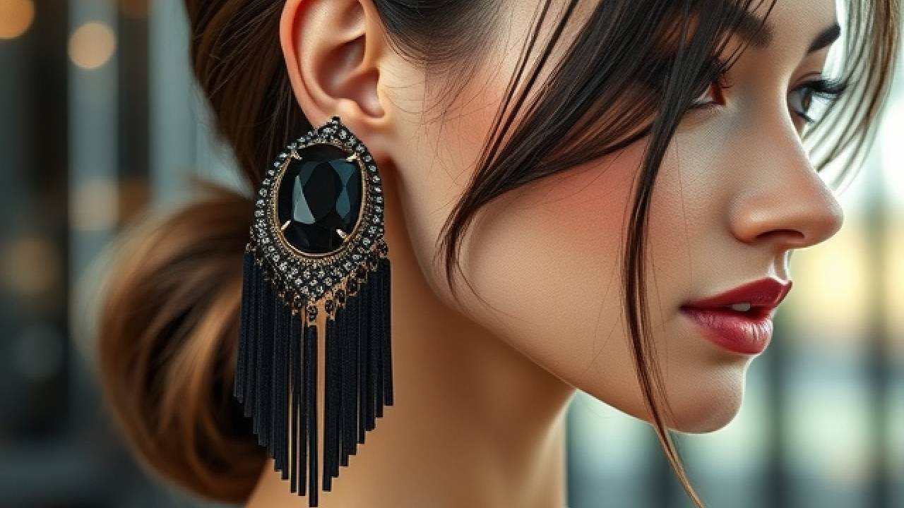 Rj Graziano Black Jet Earrings Frings