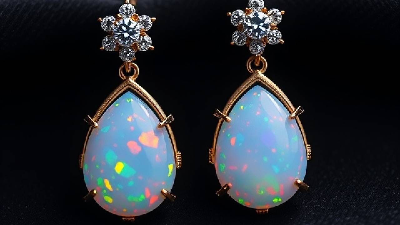 Anthony Nak Opal And Diamond Drop Earrings